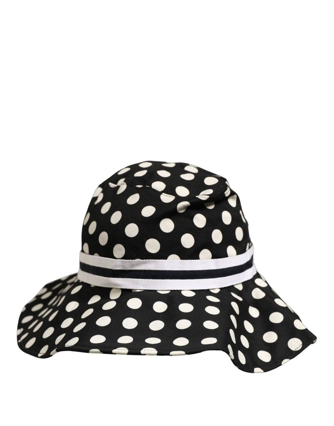 Dolce &amp; Gabbana Black White Polka Dot Cotton Bucket Capello Hat