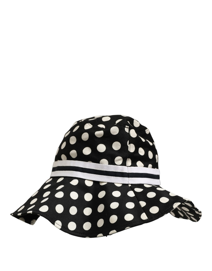 Dolce &amp; Gabbana Black White Polka Dot Cotton Bucket Capello Hat