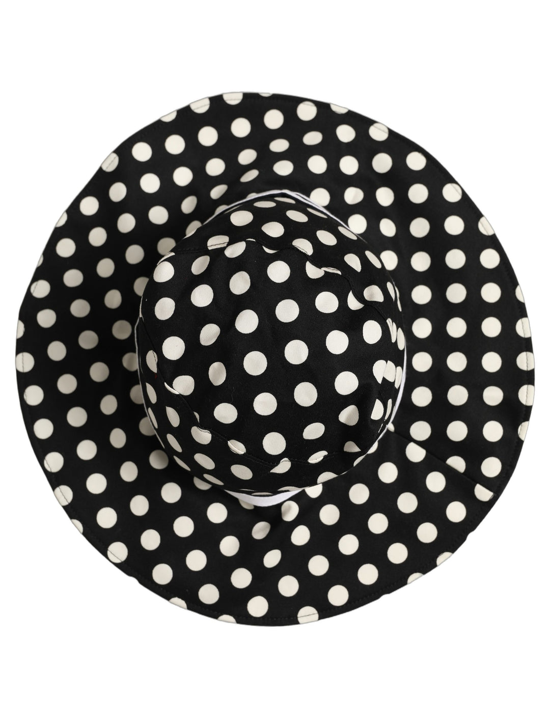 Dolce &amp; Gabbana Black White Polka Dot Cotton Bucket Capello Hat