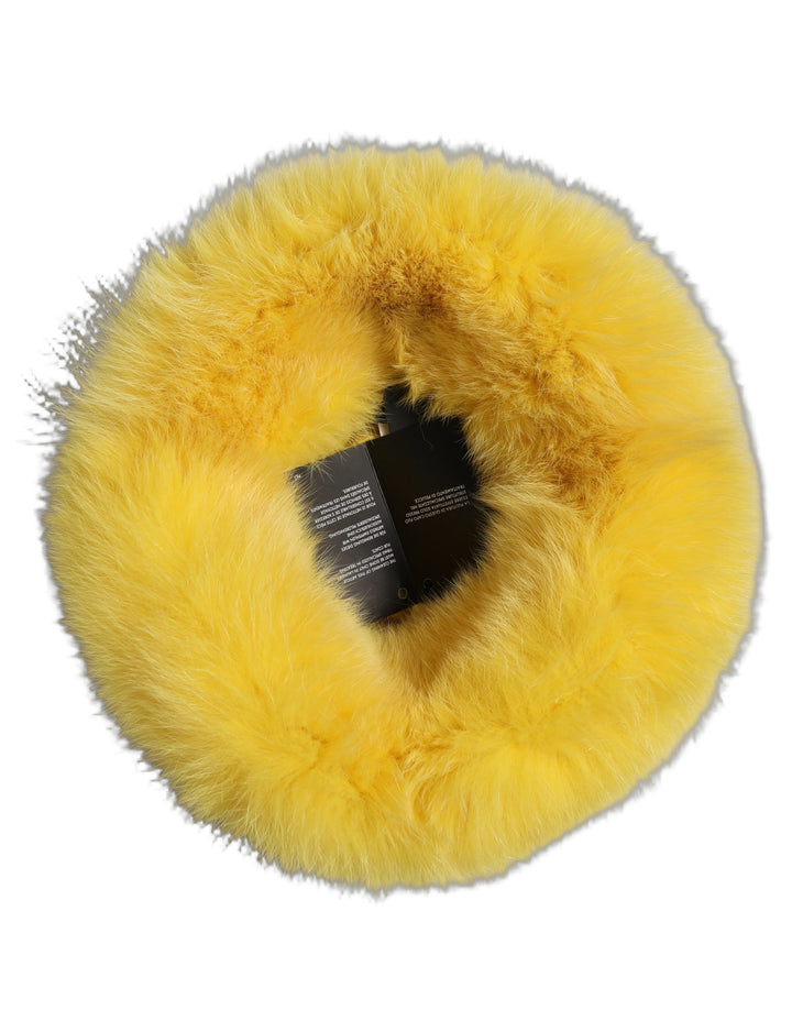 Dolce &amp; Gabbana Yellow Fox Fur Womens Bucket Capello Hat