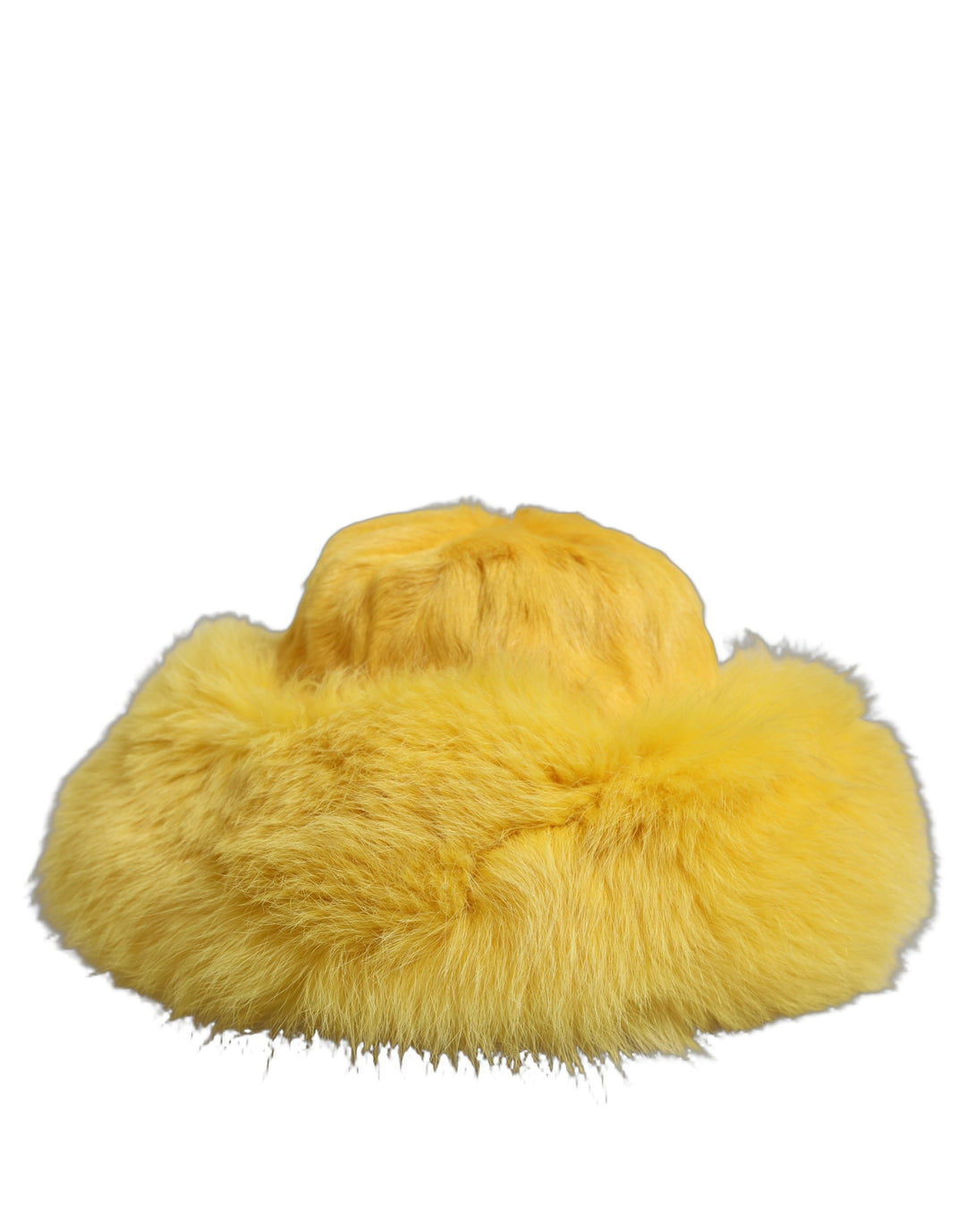 Dolce &amp; Gabbana Yellow Fox Fur Womens Bucket Capello Hat