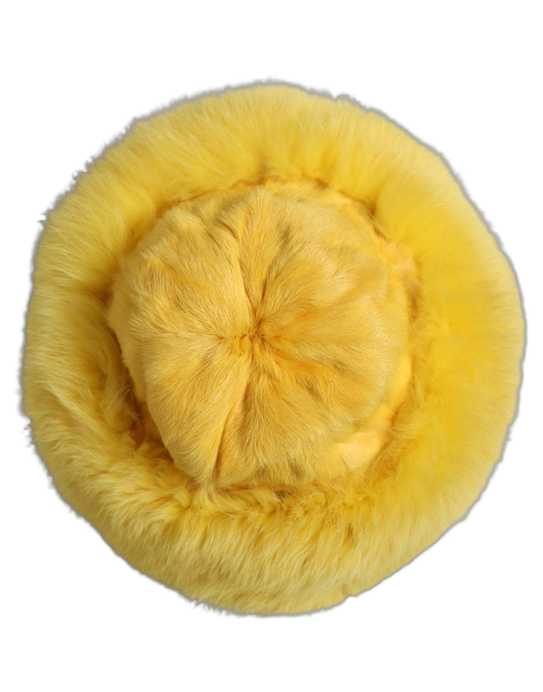 Dolce &amp; Gabbana Yellow Fox Fur Womens Bucket Capello Hat