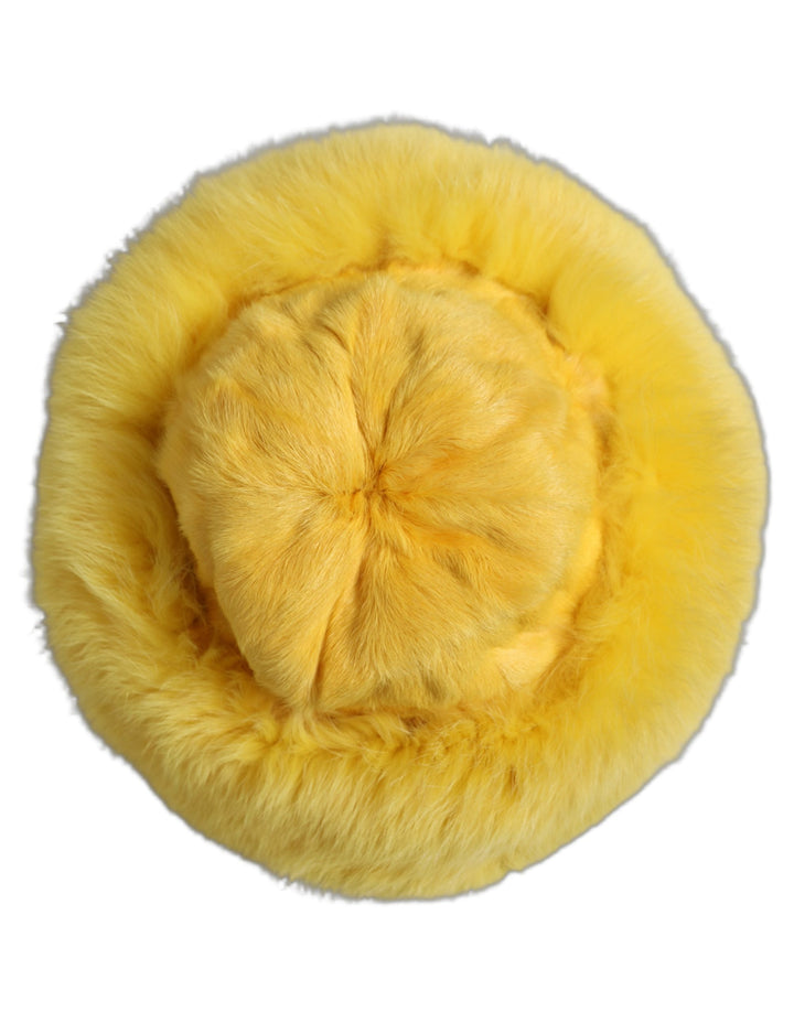 Dolce &amp; Gabbana Yellow Fox Fur Womens Bucket Capello Hat