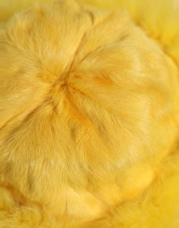 Dolce &amp; Gabbana Yellow Fox Fur Womens Bucket Capello Hat
