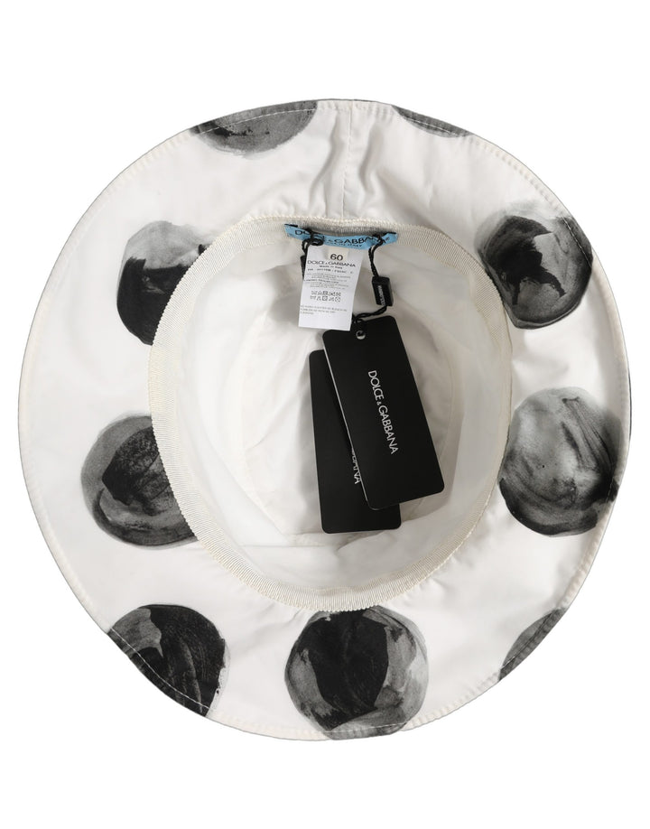 Dolce &amp; Gabbana White Cotton Big Polka Dot Pattern Bucket Hat