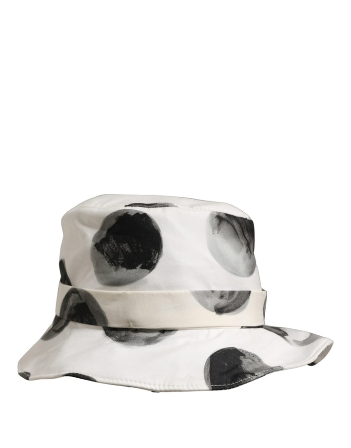 Dolce &amp; Gabbana White Cotton Big Polka Dot Pattern Bucket Hat