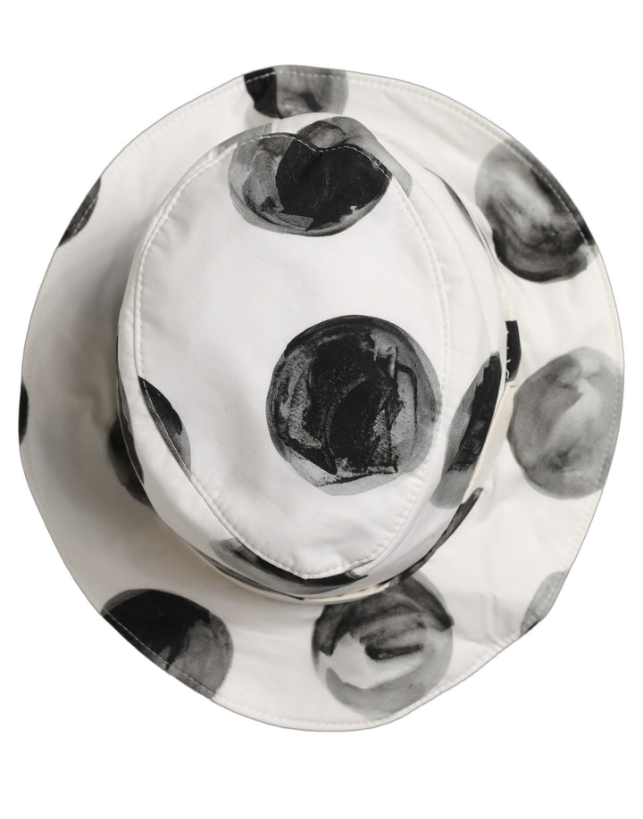 Dolce &amp; Gabbana White Cotton Big Polka Dot Pattern Bucket Hat