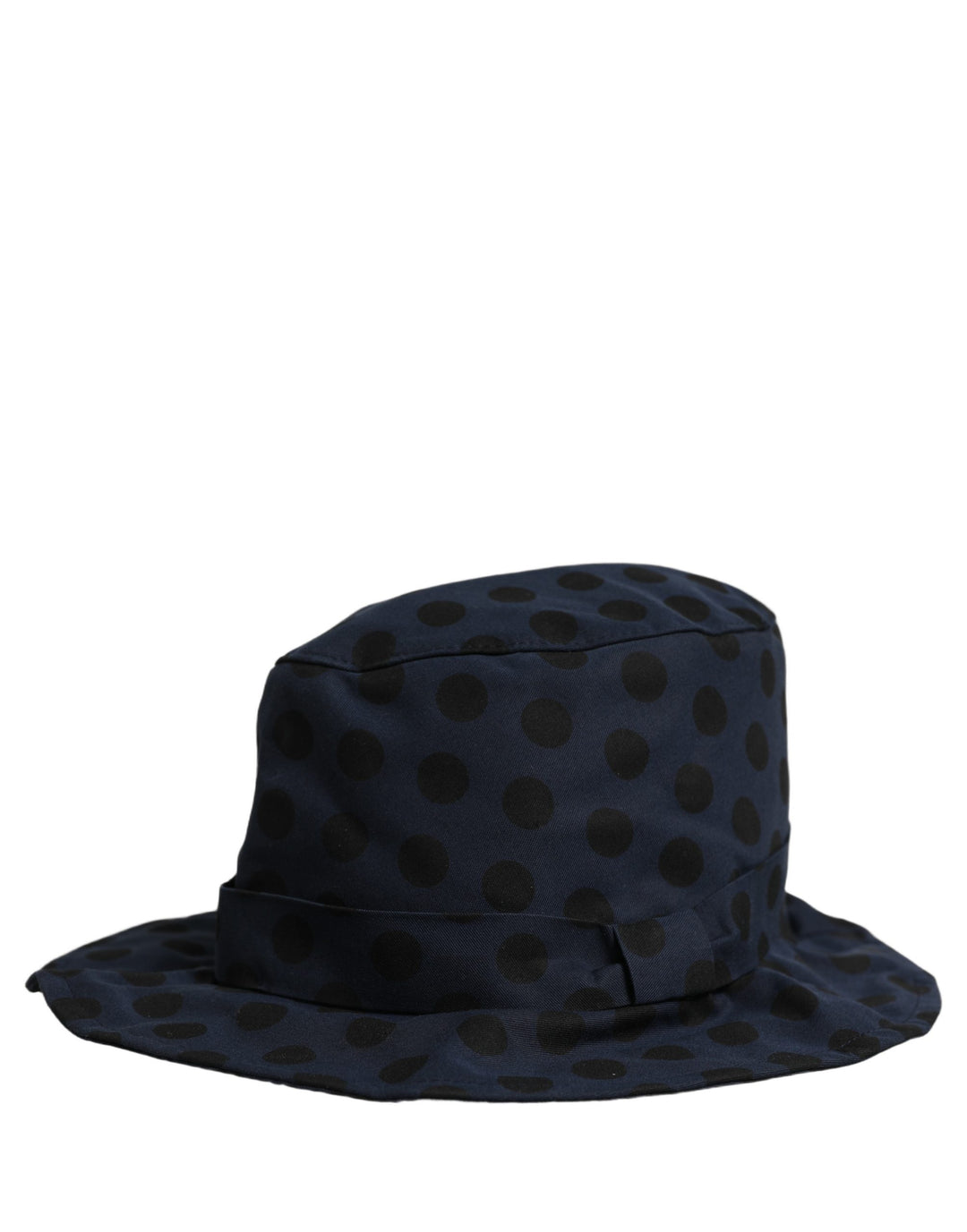 Dolce &amp; Gabbana Blue Black Polka Dot Cotton Bucket Capello Hat