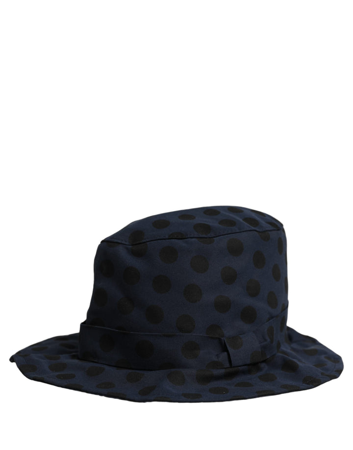 Dolce &amp; Gabbana Blue Black Polka Dot Cotton Bucket Capello Hat