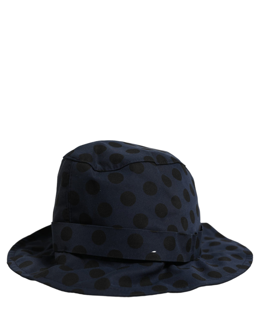 Dolce &amp; Gabbana Blue Black Polka Dot Cotton Bucket Capello Hat