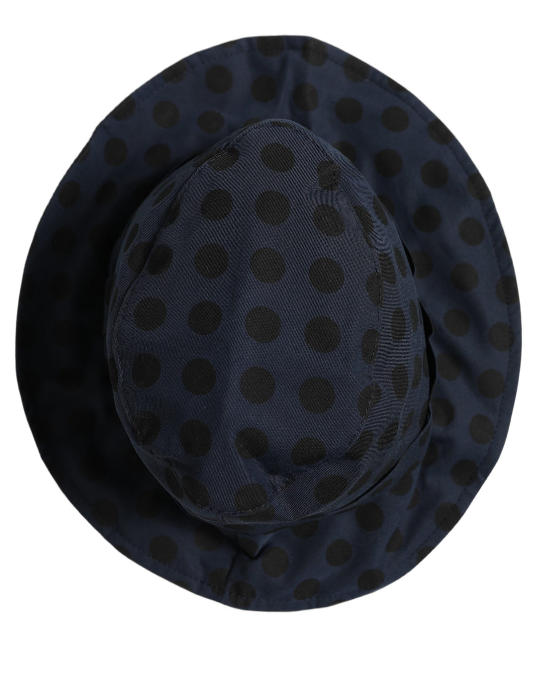 Dolce &amp; Gabbana Blue Black Polka Dot Cotton Bucket Capello Hat