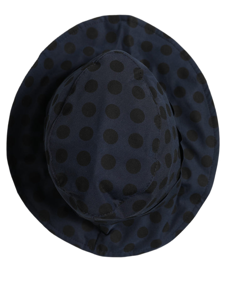 Dolce &amp; Gabbana Blue Black Polka Dot Cotton Bucket Capello Hat