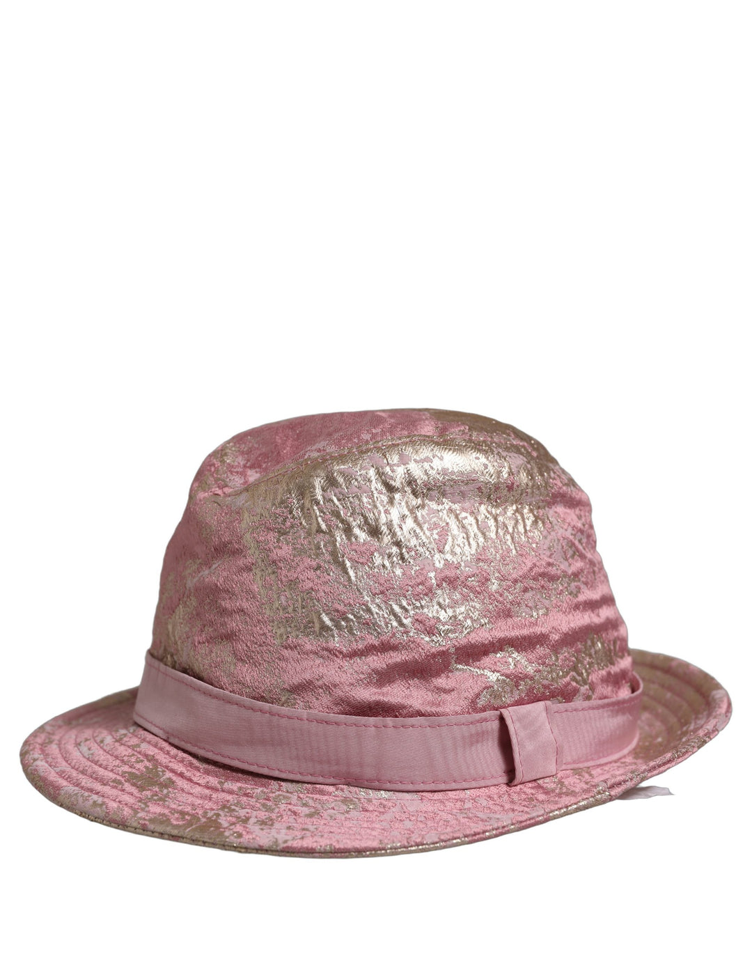 Dolce &amp; Gabbana Pink Metallic Jacquard Pattern Bucket Capello Hat