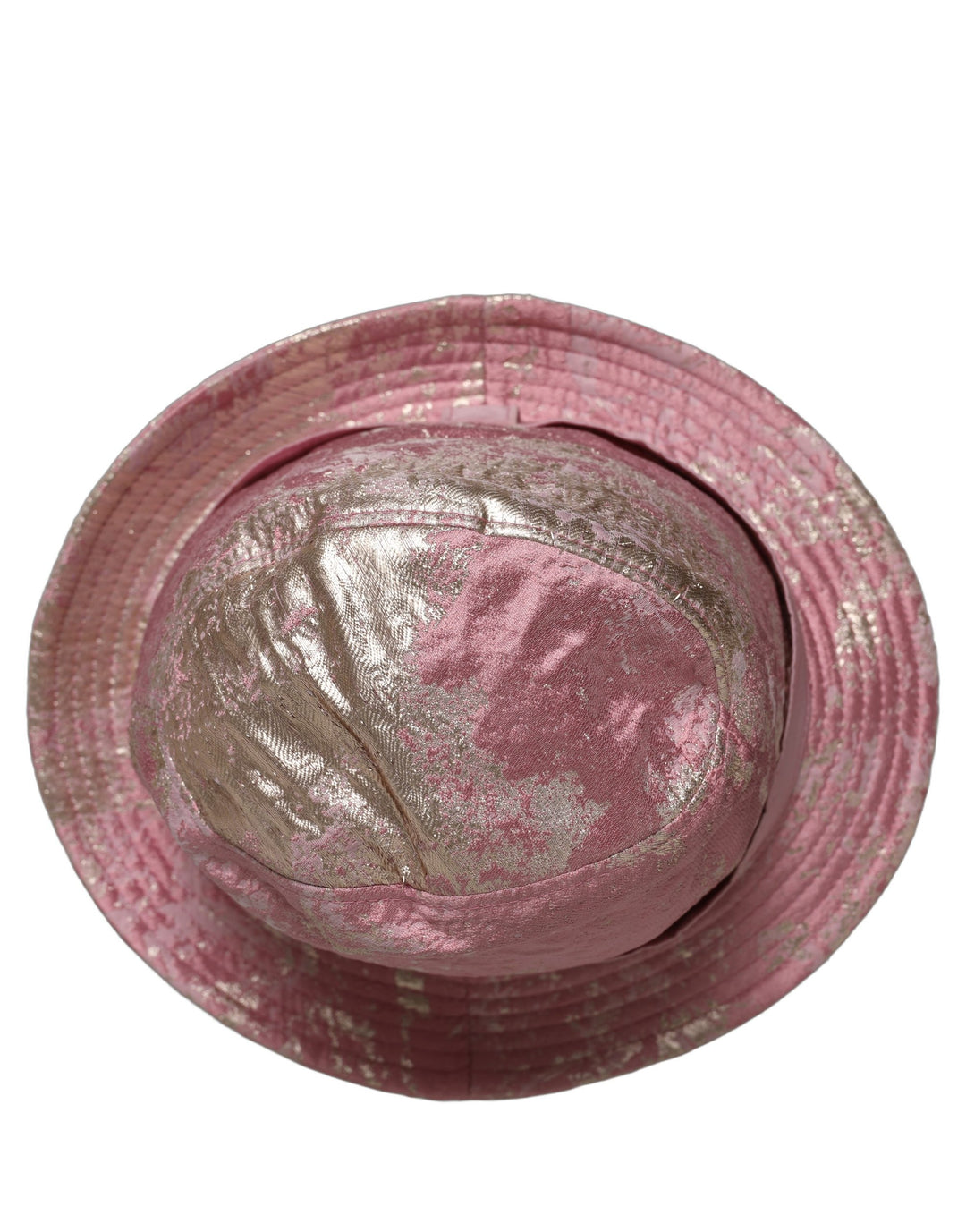 Dolce &amp; Gabbana Pink Metallic Jacquard Pattern Bucket Capello Hat