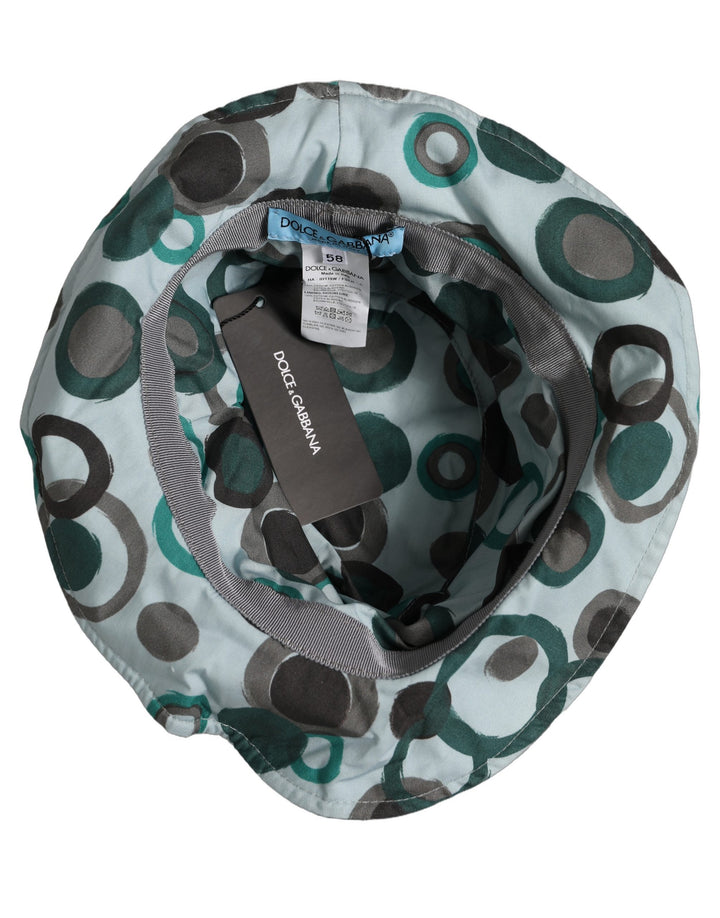 Dolce &amp; Gabbana Teal Cotton Big Polka Dot Pattern Bucket Hat