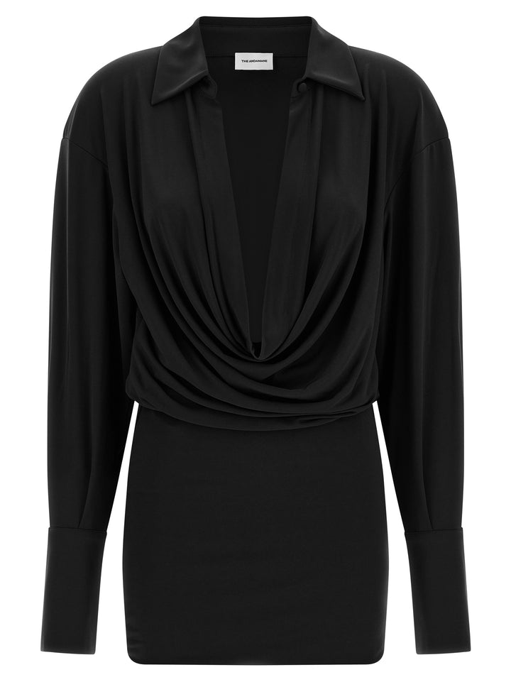 The Andamane Black Polyester Short Dress