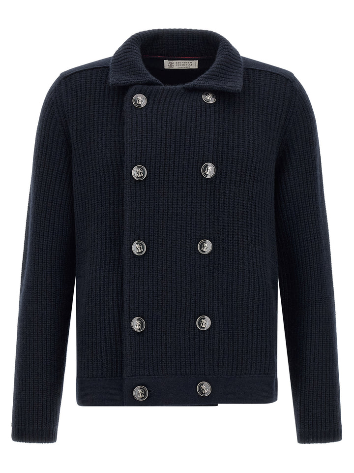 Brunello Cucinelli Blue Cashmere Cardigan
