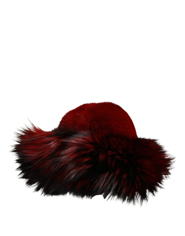 Dolce &amp; Gabbana Red Fox Mink Fur Womens Bucket Capello Hat