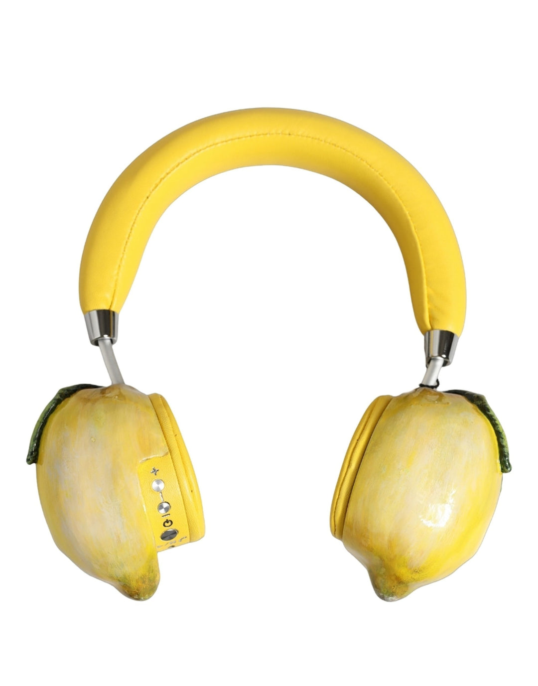Dolce &amp; Gabbana Yellow Vibrant Lemon Leather Headset Headphones