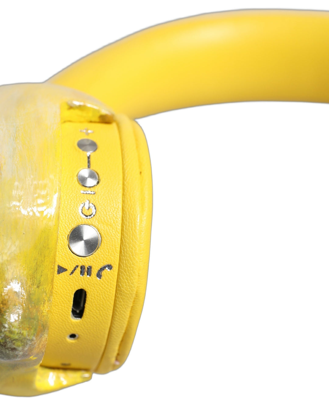 Dolce &amp; Gabbana Yellow Vibrant Lemon Leather Headset Headphones