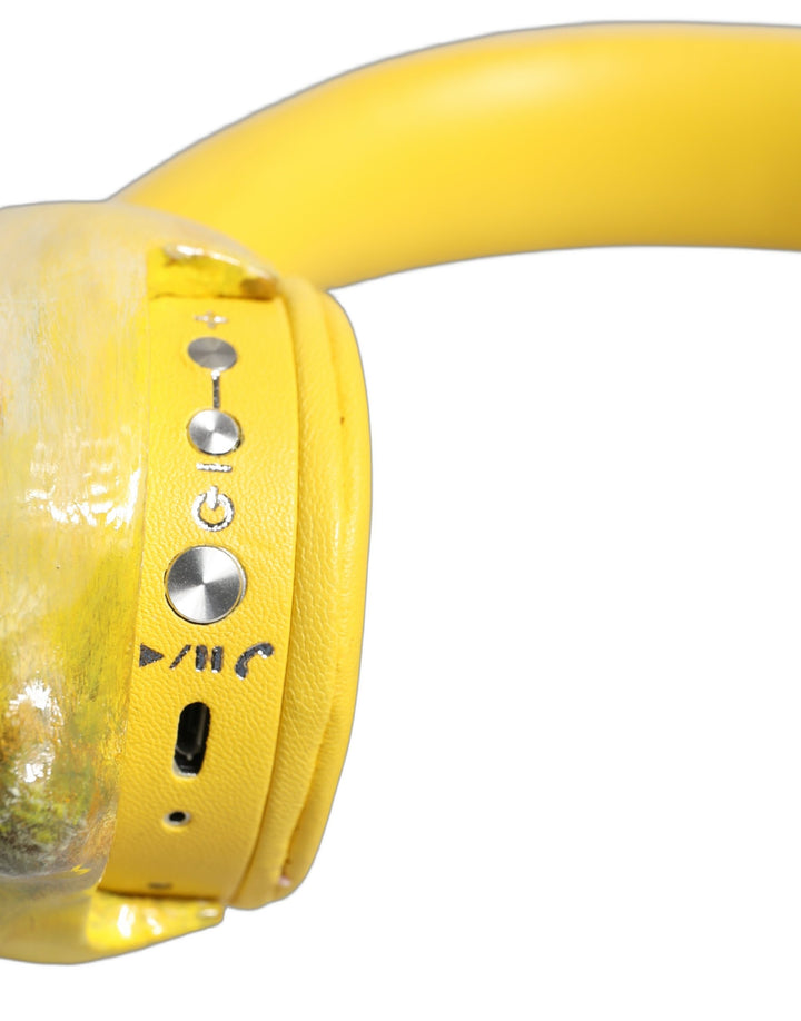 Dolce &amp; Gabbana Yellow Vibrant Lemon Leather Headset Headphones