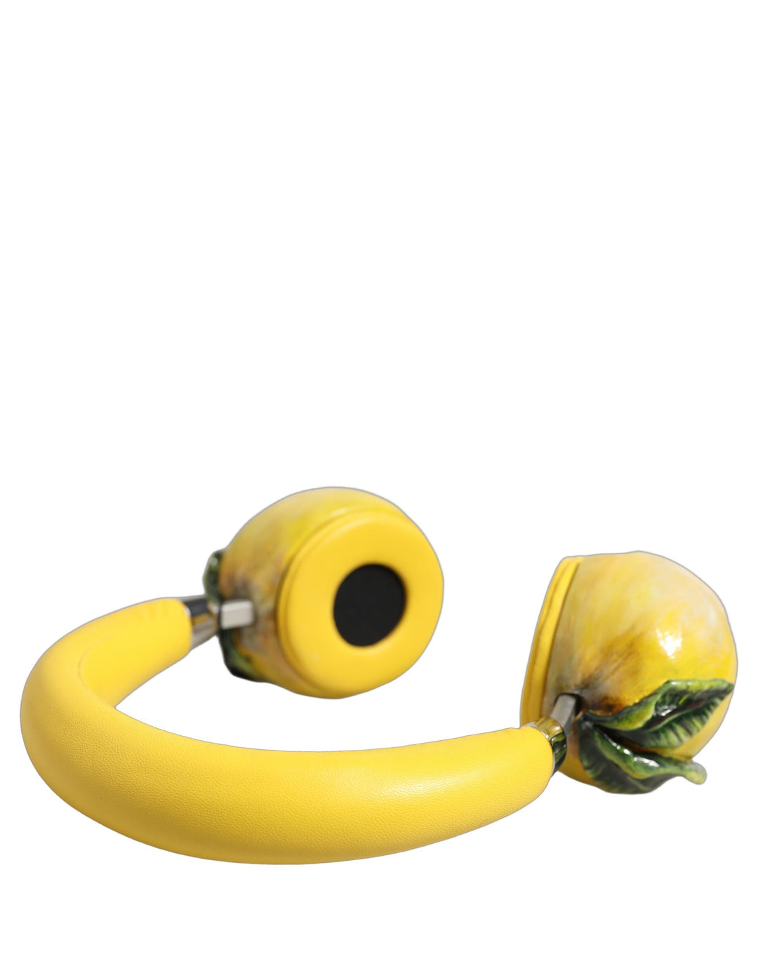 Dolce &amp; Gabbana Yellow Vibrant Lemon Leather Headset Headphones