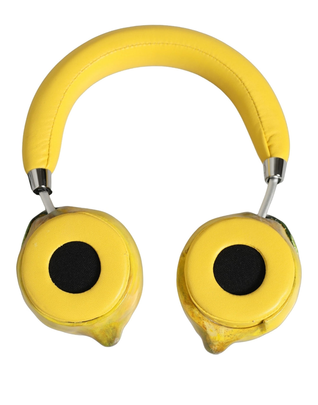 Dolce &amp; Gabbana Yellow Vibrant Lemon Leather Headset Headphones