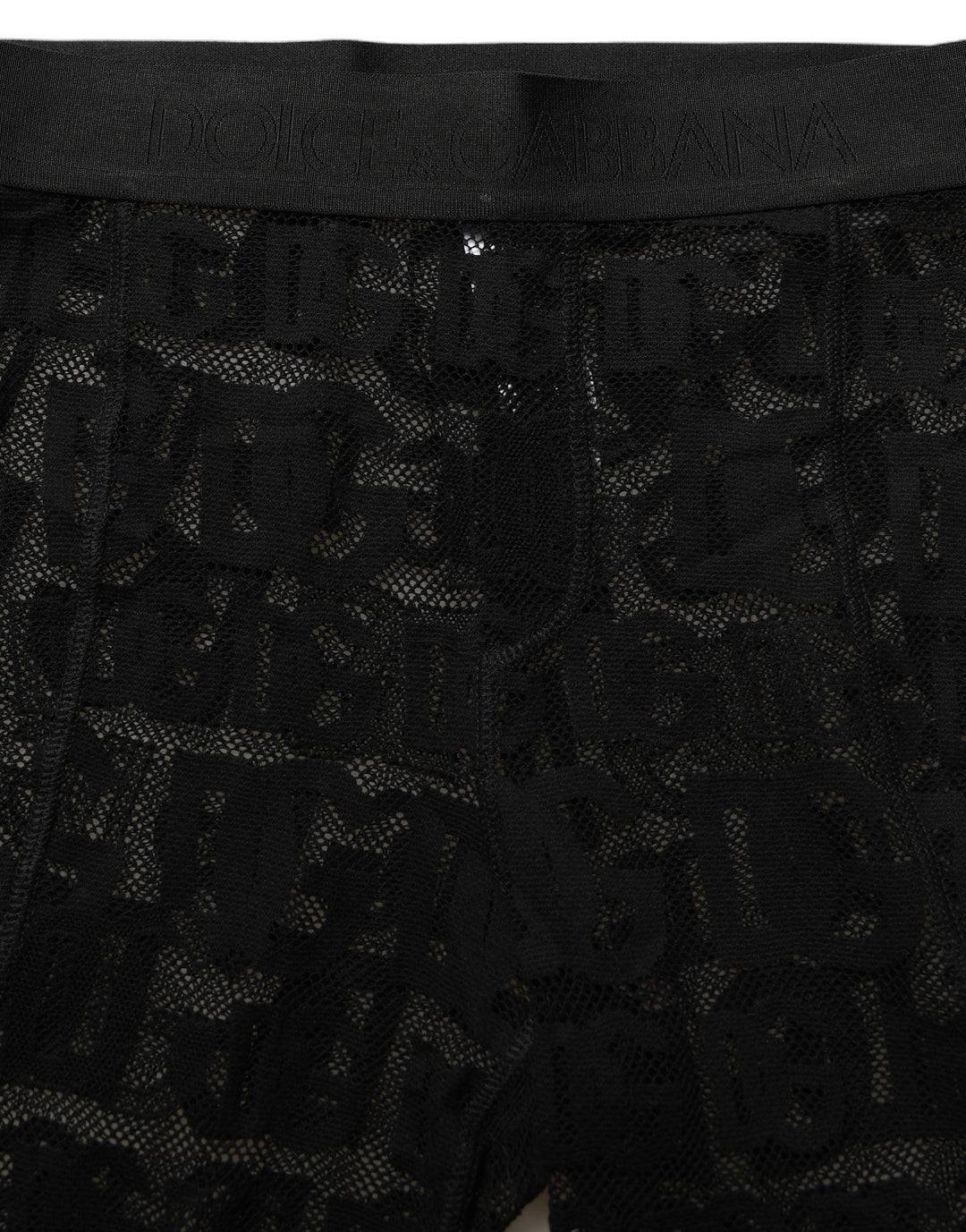 Dolce &amp; Gabbana Black All Over Logo Print Sheer Pantyhose Underwear