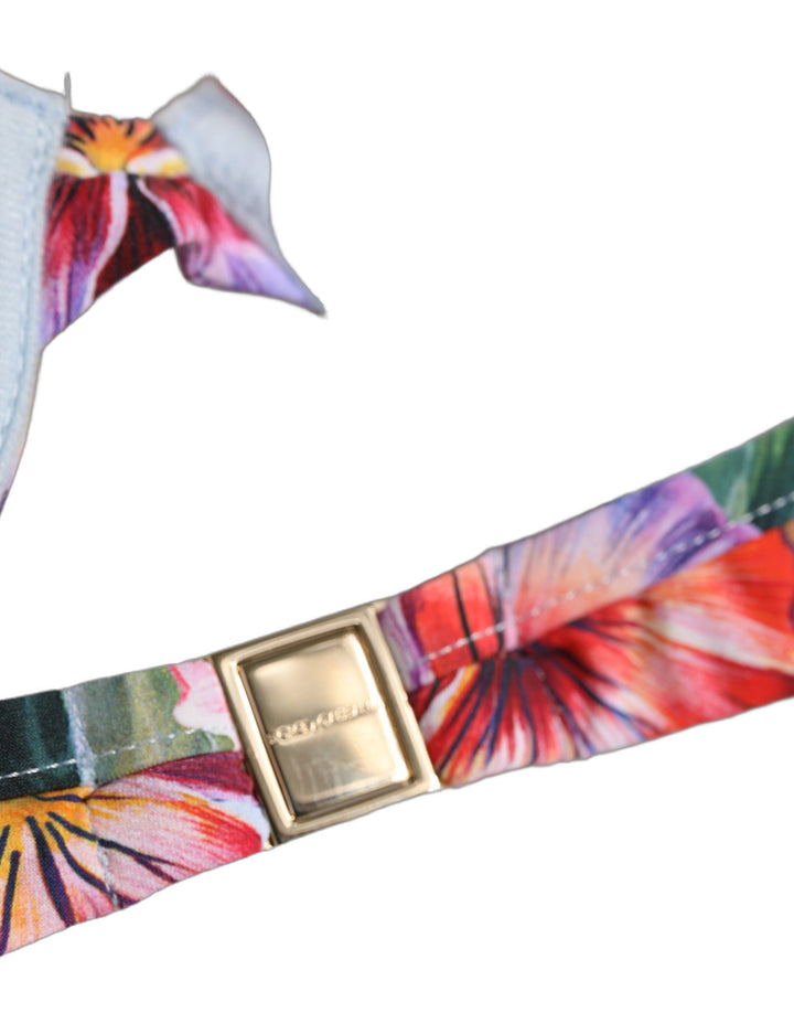 Dolce &amp; Gabbana Top Multicolor Floral Print Beachwear Bikini