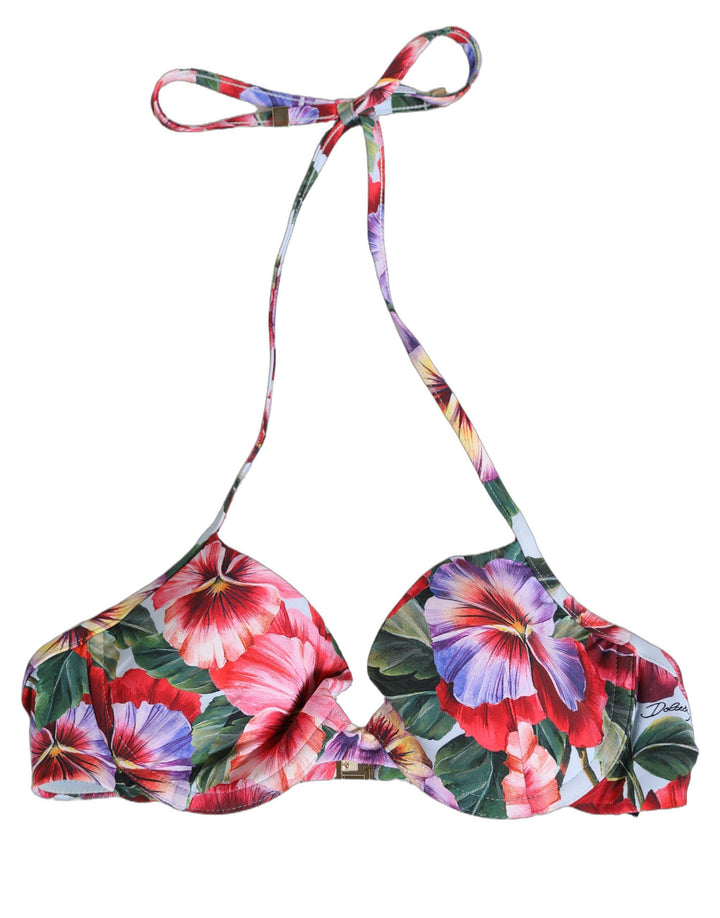 Dolce &amp; Gabbana Top Multicolor Floral Print Beachwear Bikini