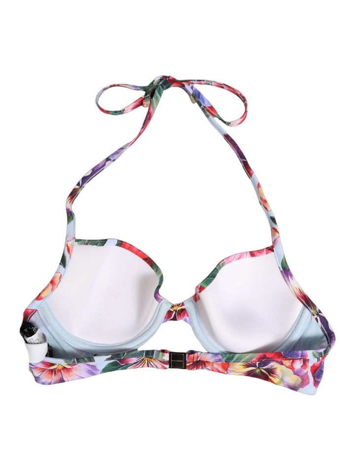 Dolce &amp; Gabbana Top Multicolor Floral Print Beachwear Bikini