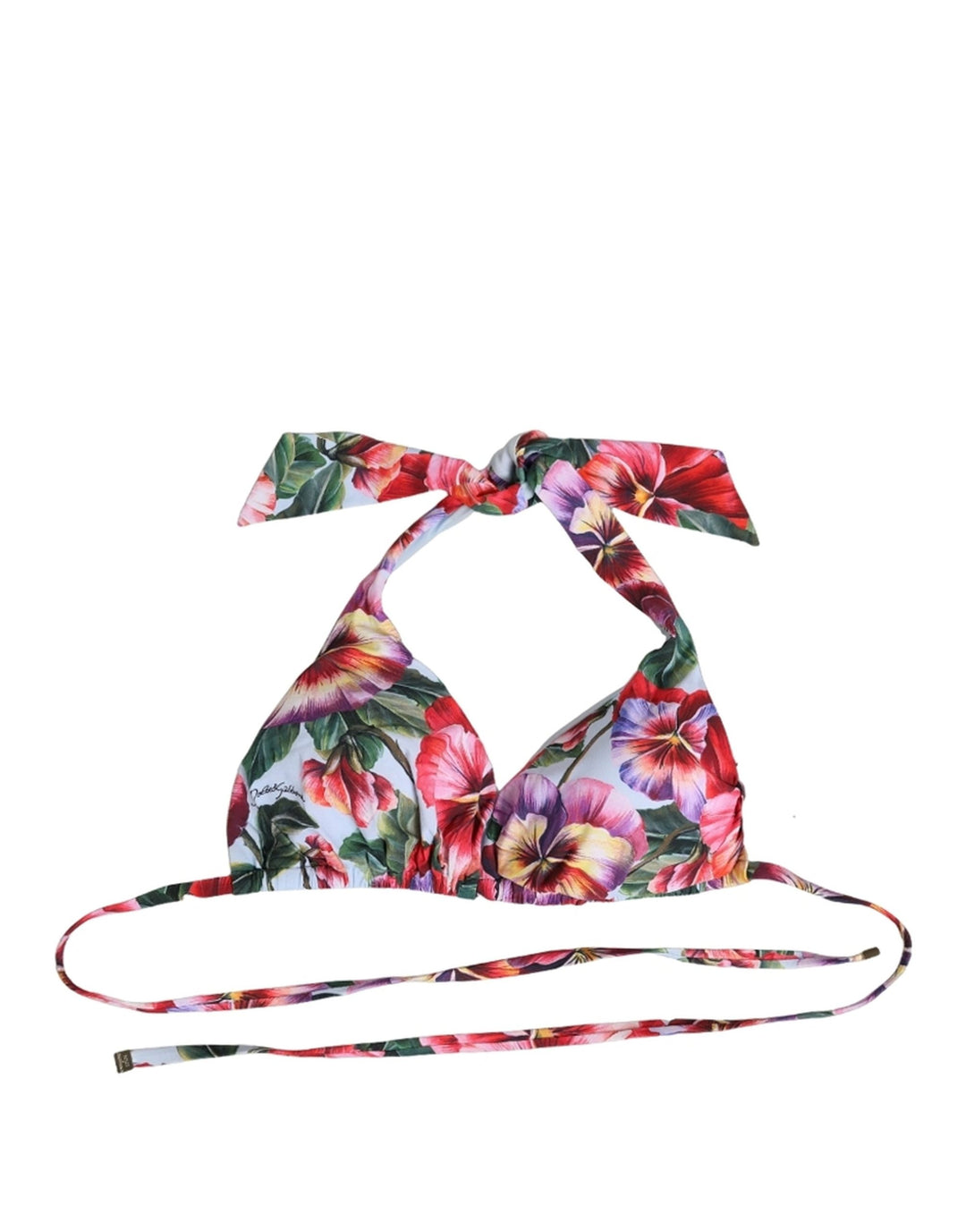 Dolce &amp; Gabbana Multicolor Floral Triangle Beachwear Bikini Top