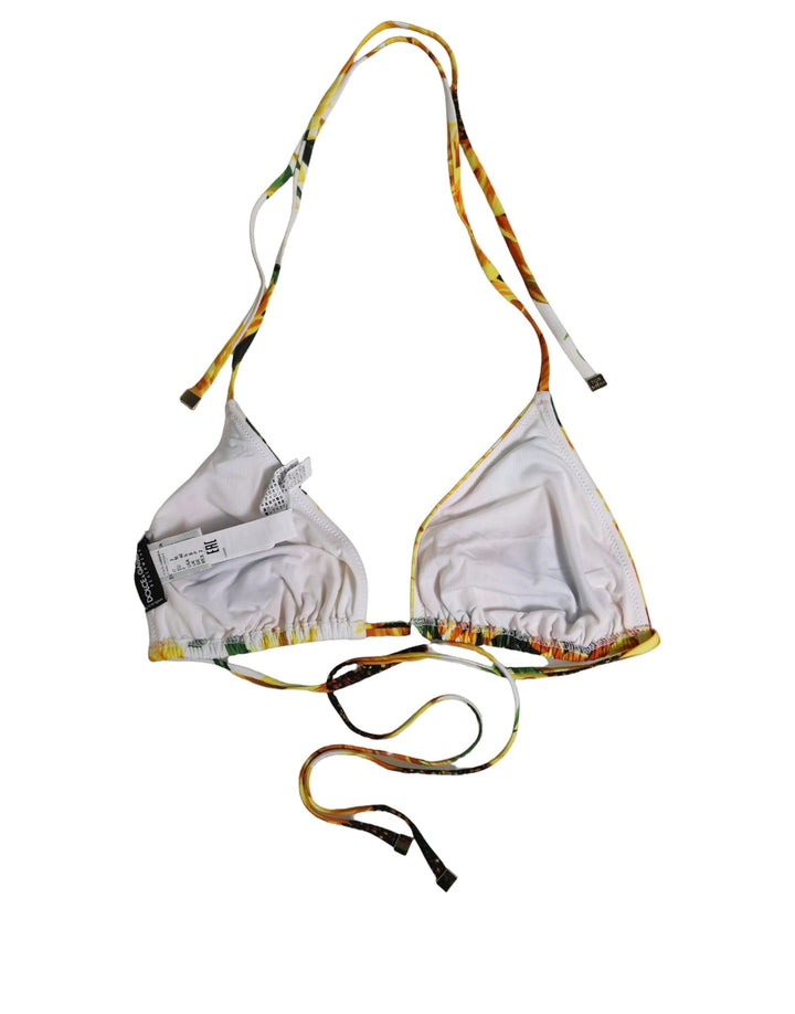 Dolce &amp; Gabbana Multicolor Floral Halter Beachwear Bikini Top