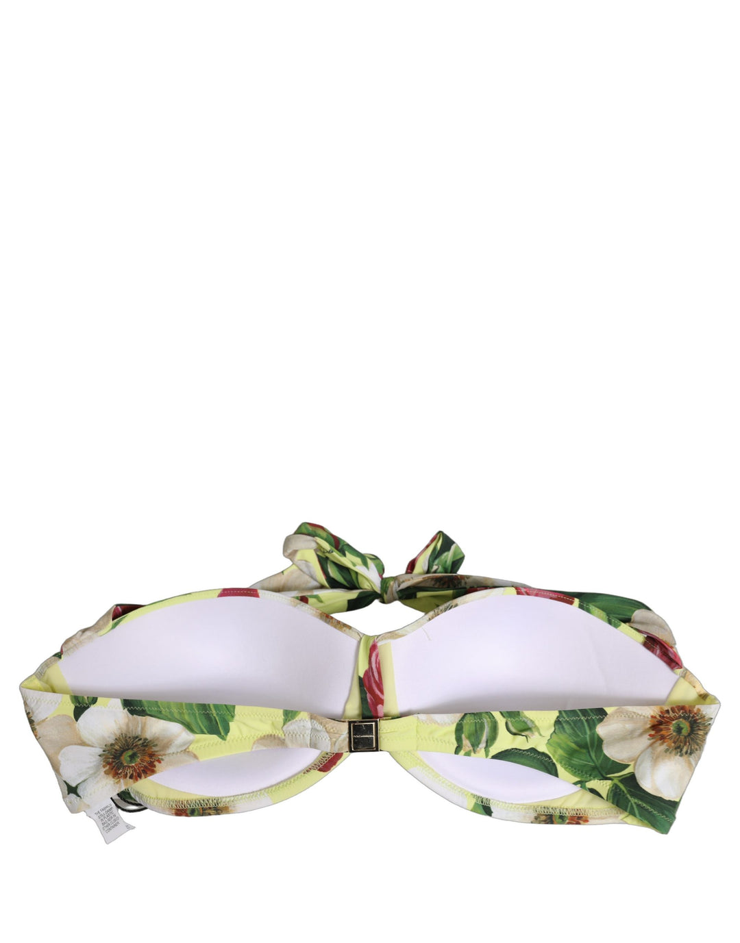 Dolce &amp; Gabbana Yellow Floral Halter Nylon Beachwear Bikini Top