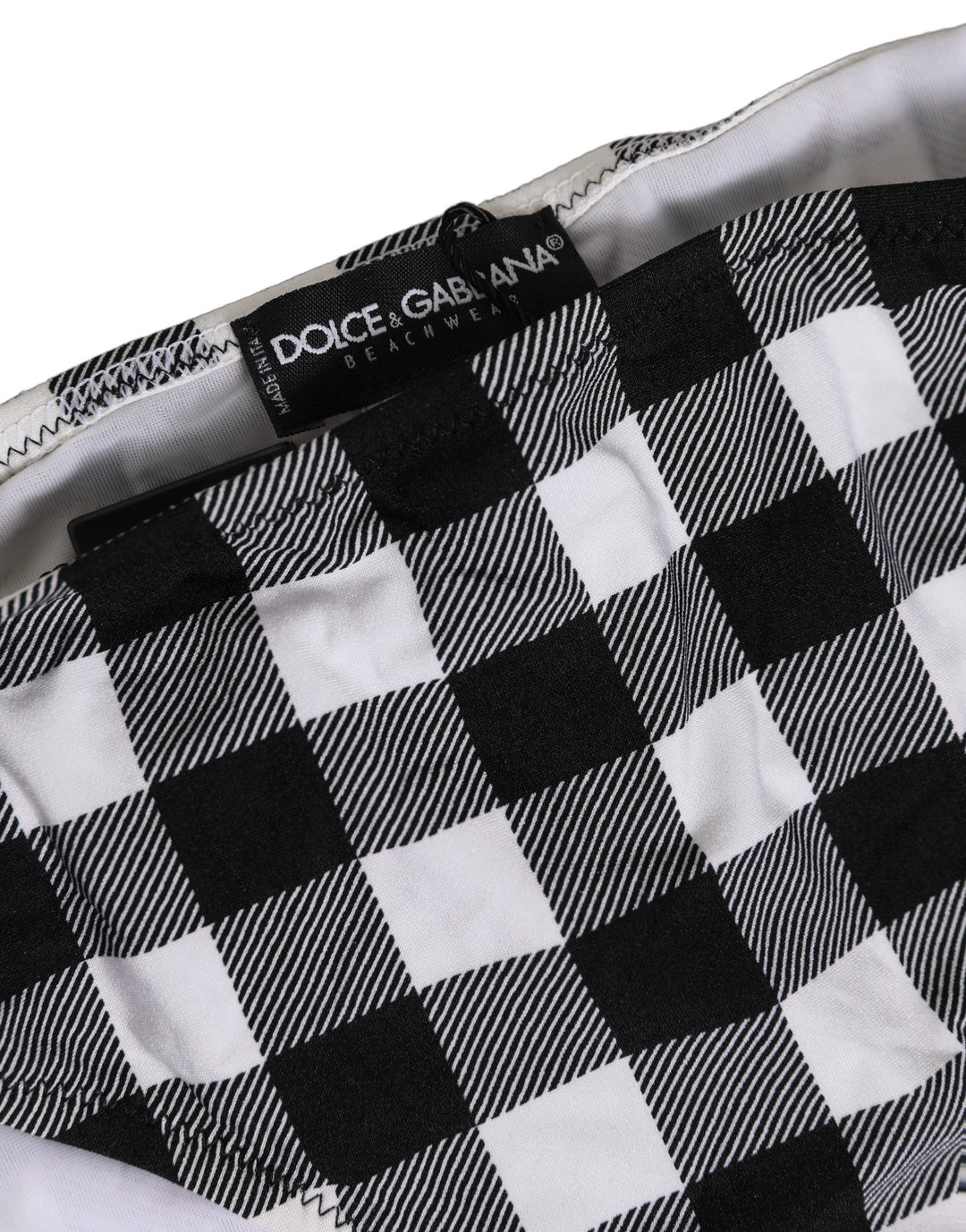 Dolce &amp; Gabbana Black White Checkered Beachwear Bikini Bottom