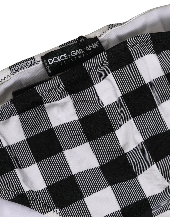Dolce &amp; Gabbana Black White Checkered Beachwear Bikini Bottom