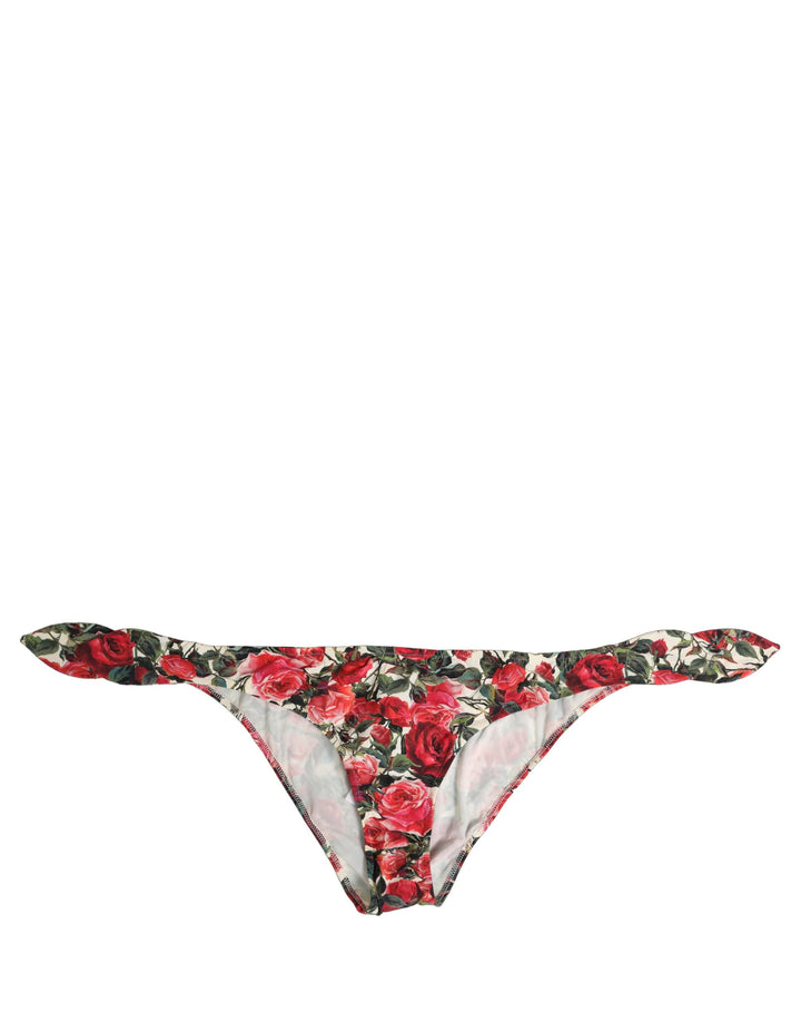 Dolce &amp; Gabbana Multicolor Floral Print Beachwear Bikini Bottom