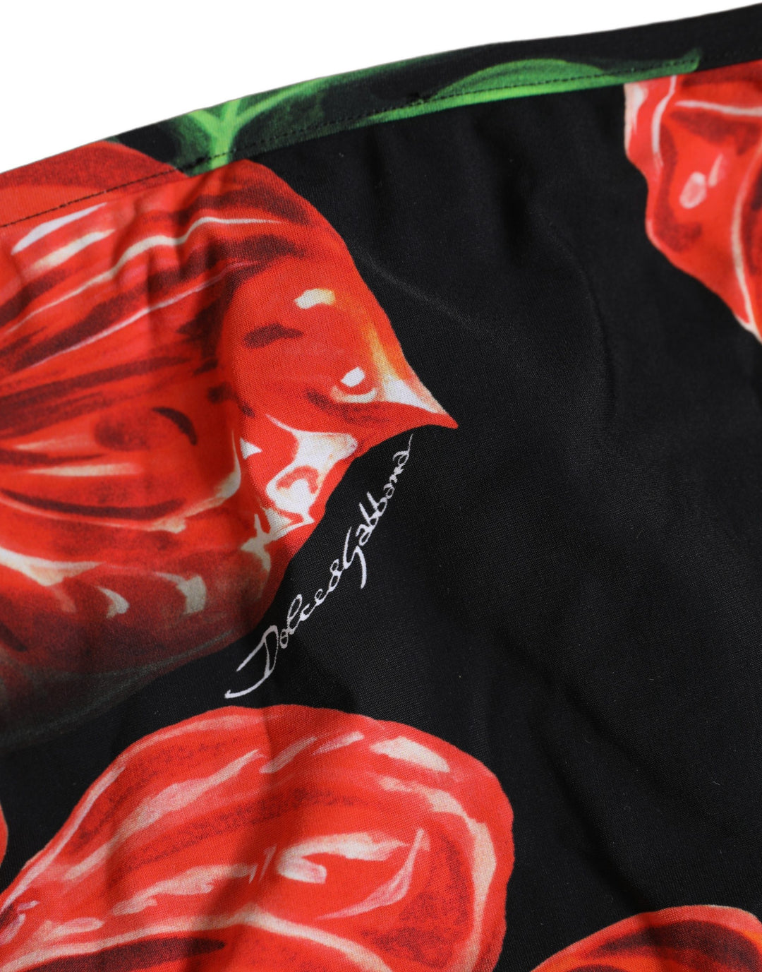 Dolce &amp; Gabbana Black Floral Print Nylon Beachwear Bikini Bottom