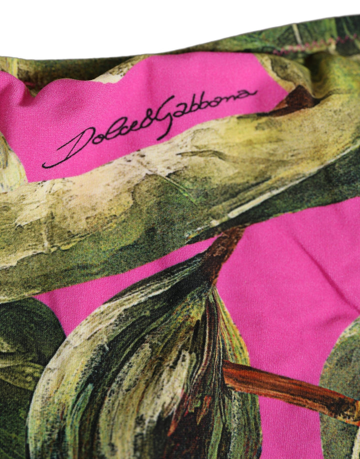 Dolce &amp; Gabbana Fuchsia Pink Fig Print Beachwear Bikini Bottom