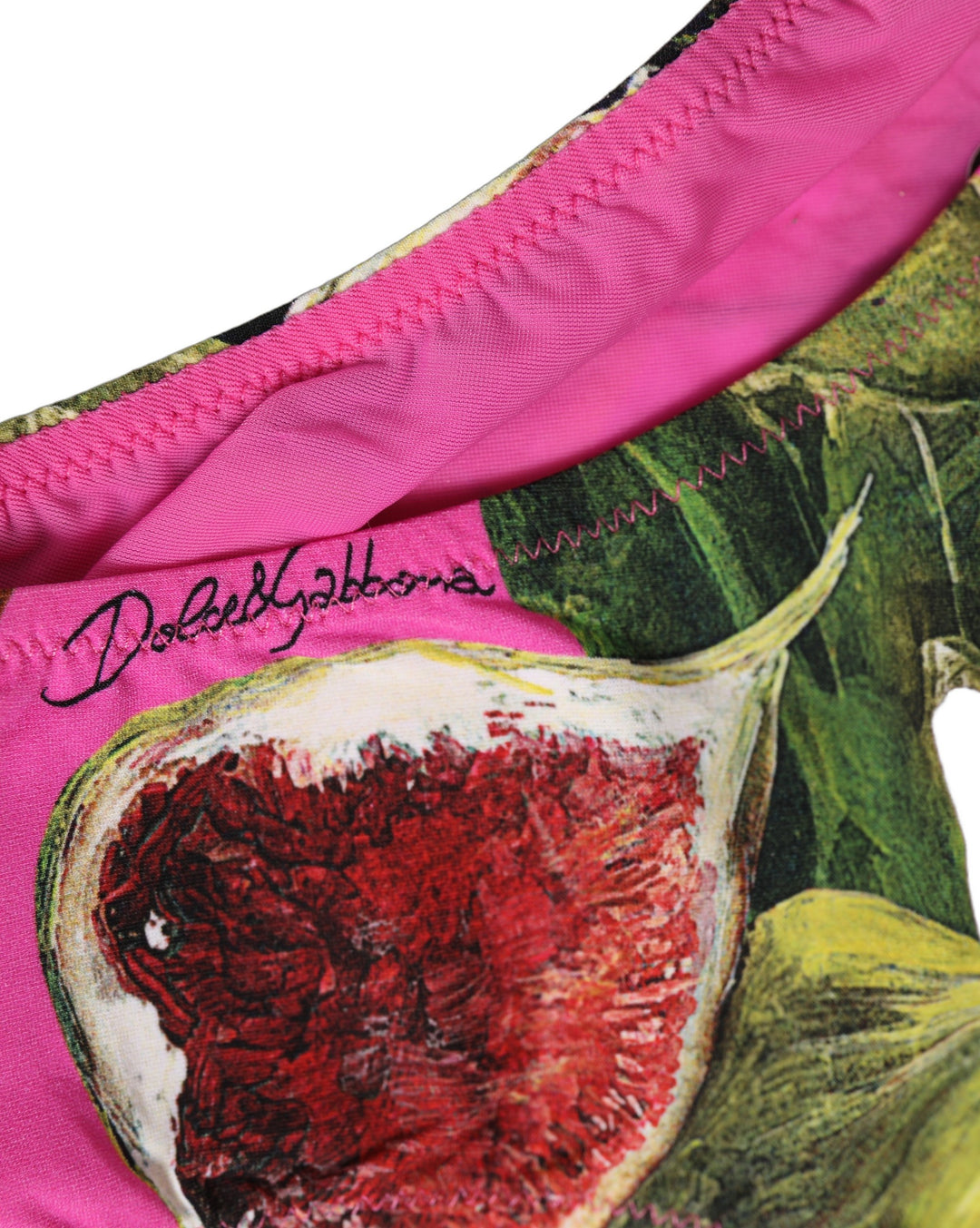 Dolce &amp; Gabbana Fuchsia Pink Fig Print Beachwear Bikini Bottom