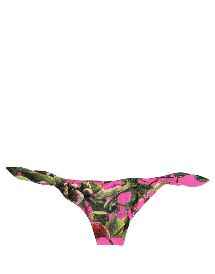 Dolce &amp; Gabbana Fuchsia Pink Fig Print Beachwear Bikini Bottom
