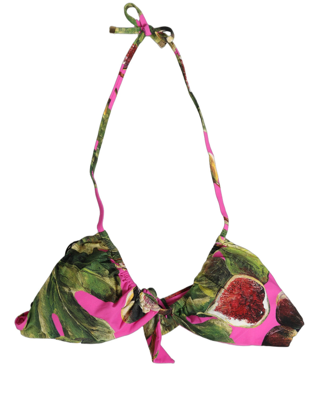 Dolce &amp; Gabbana Fuchsia Pink Fig Print Beachwear Bikini Top