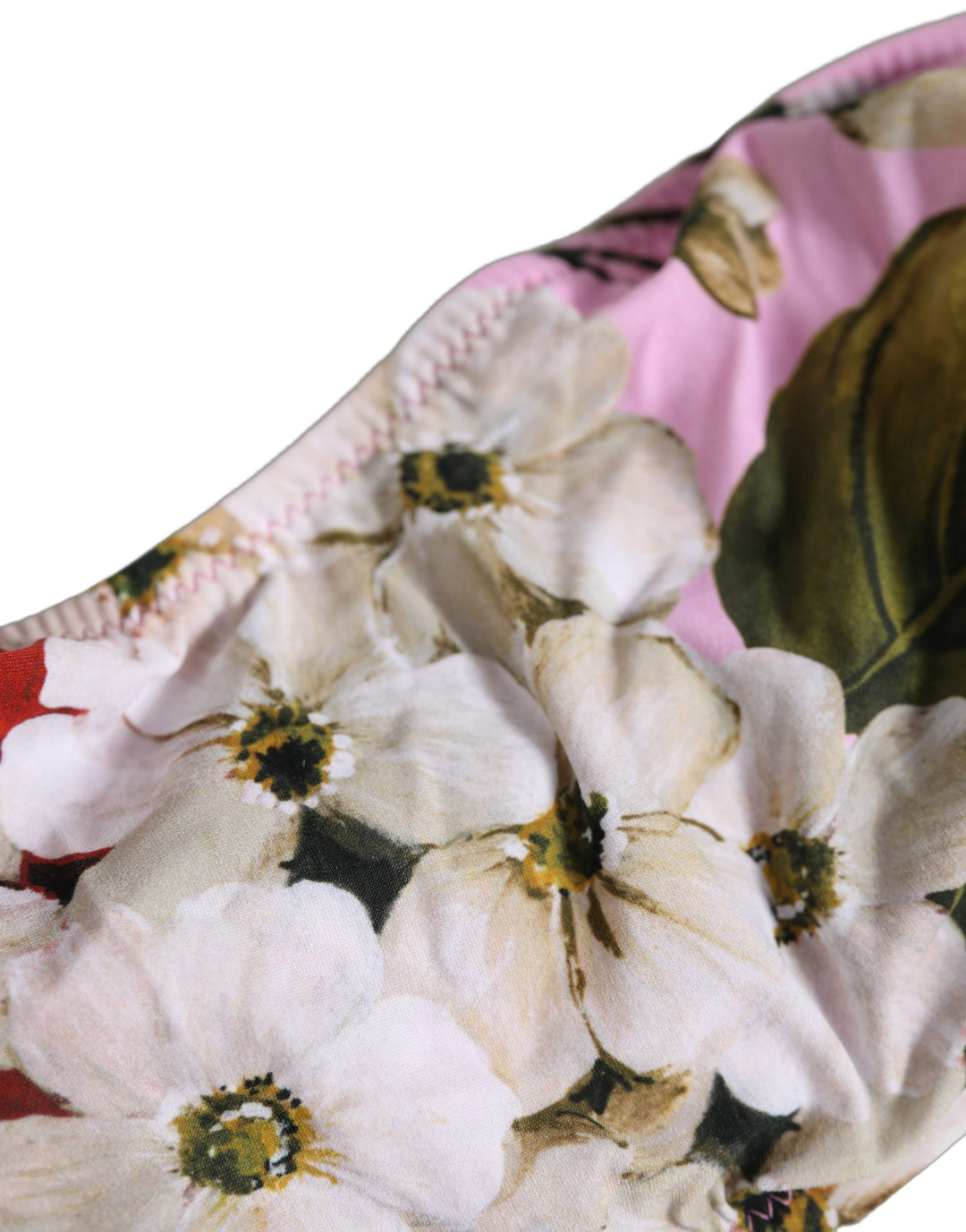 Dolce &amp; Gabbana Pink Floral Print Bandeau Beachwear Bikini Top