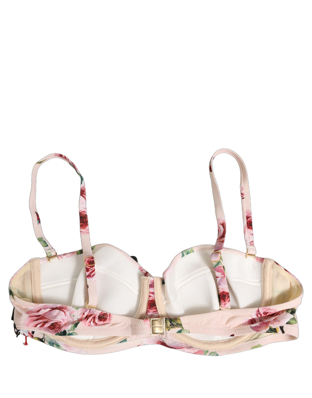 Dolce &amp; Gabbana Pink Floral Print Underwire Beachwear Bikini Top