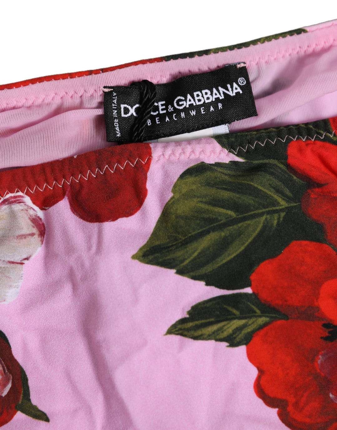 Dolce &amp; Gabbana Pink Floral Tie Sides Beachwear Bikini Bottom