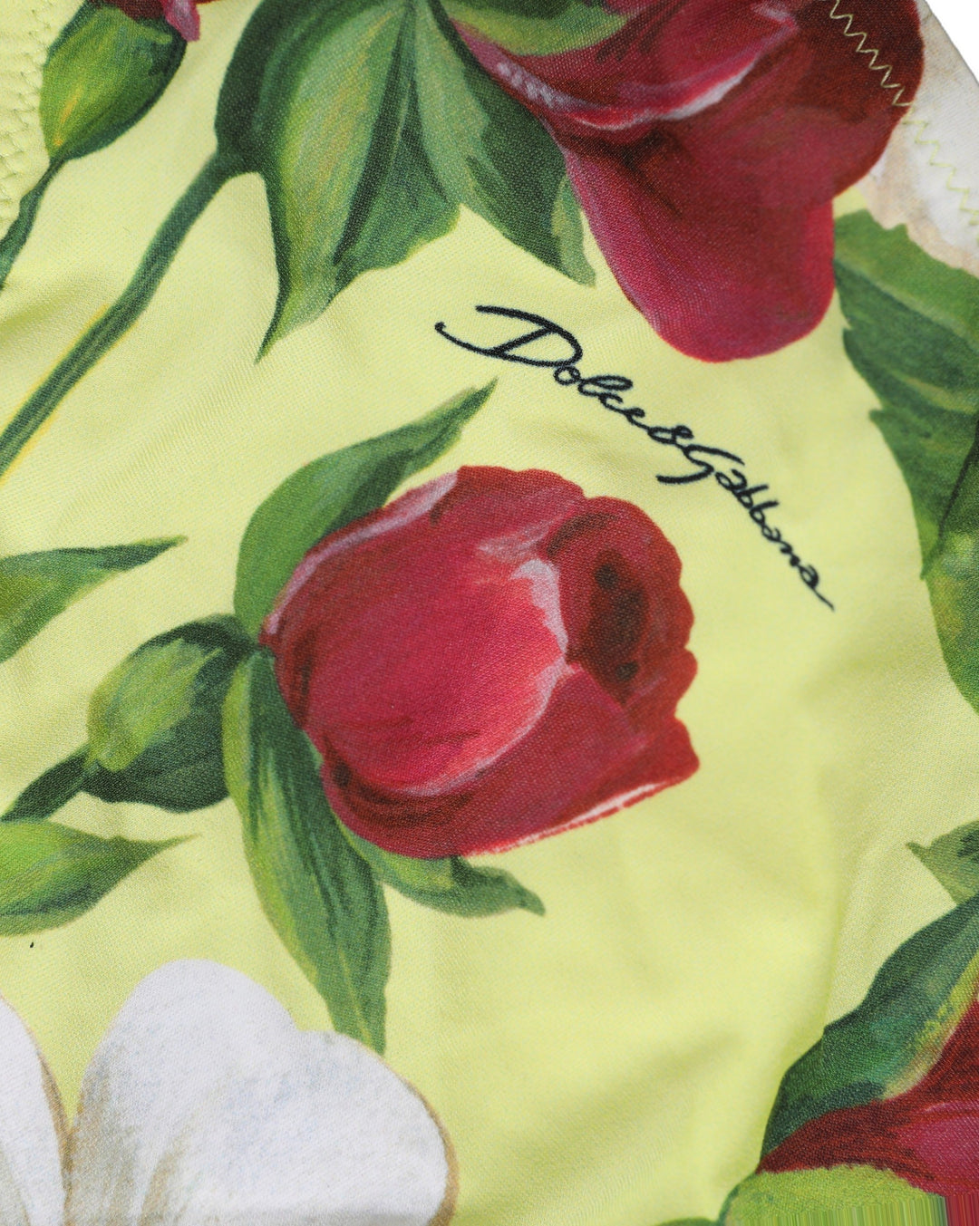 Dolce &amp; Gabbana Yellow Floral Print Nylon Beachwear Bikini Bottom