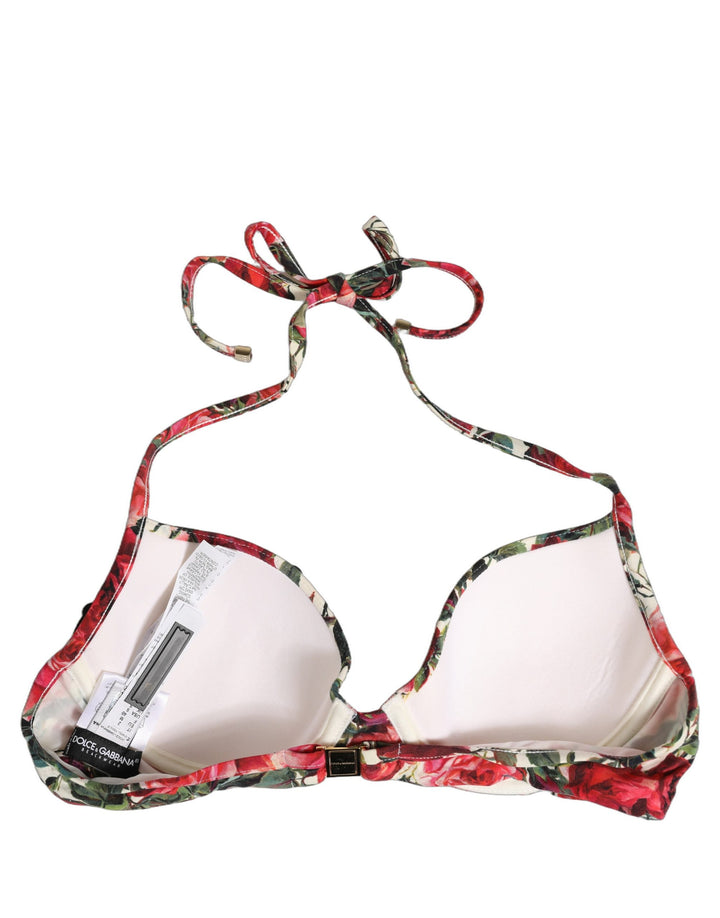 Dolce &amp; Gabbana Multicolor Floral Print Beachwear Bikini Top