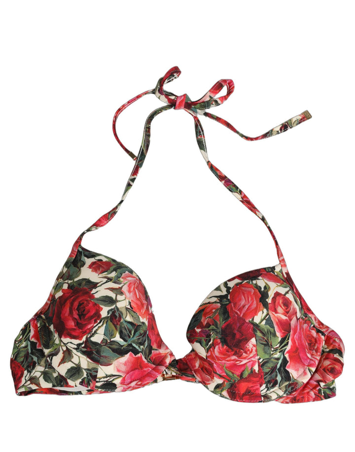 Dolce &amp; Gabbana Multicolor Floral Print Beachwear Bikini Top