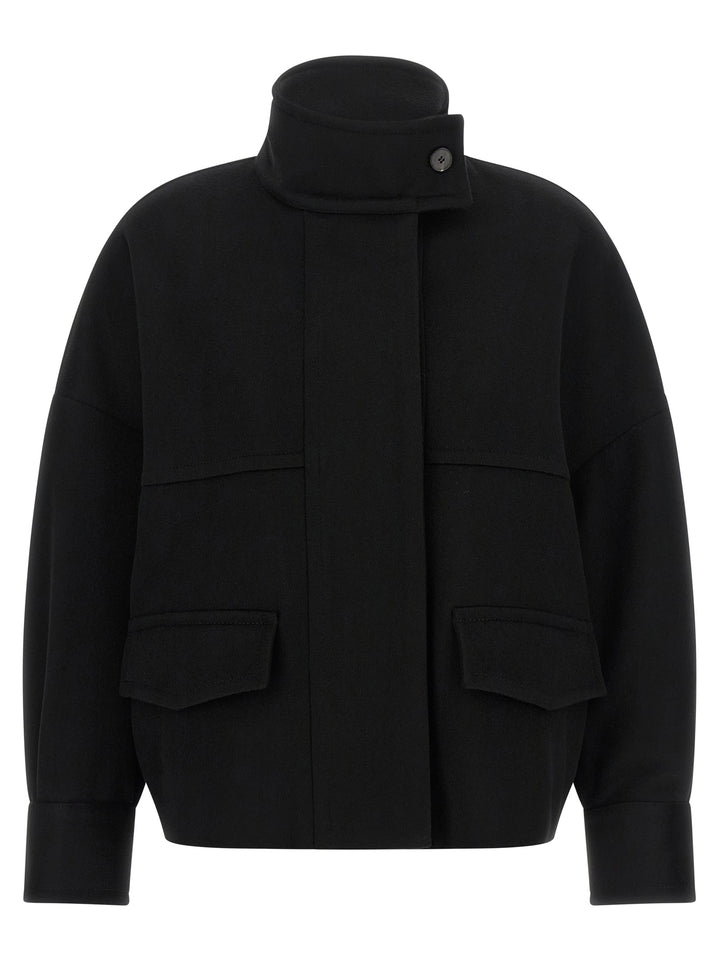 Alberto Biani Black Wool Bomber