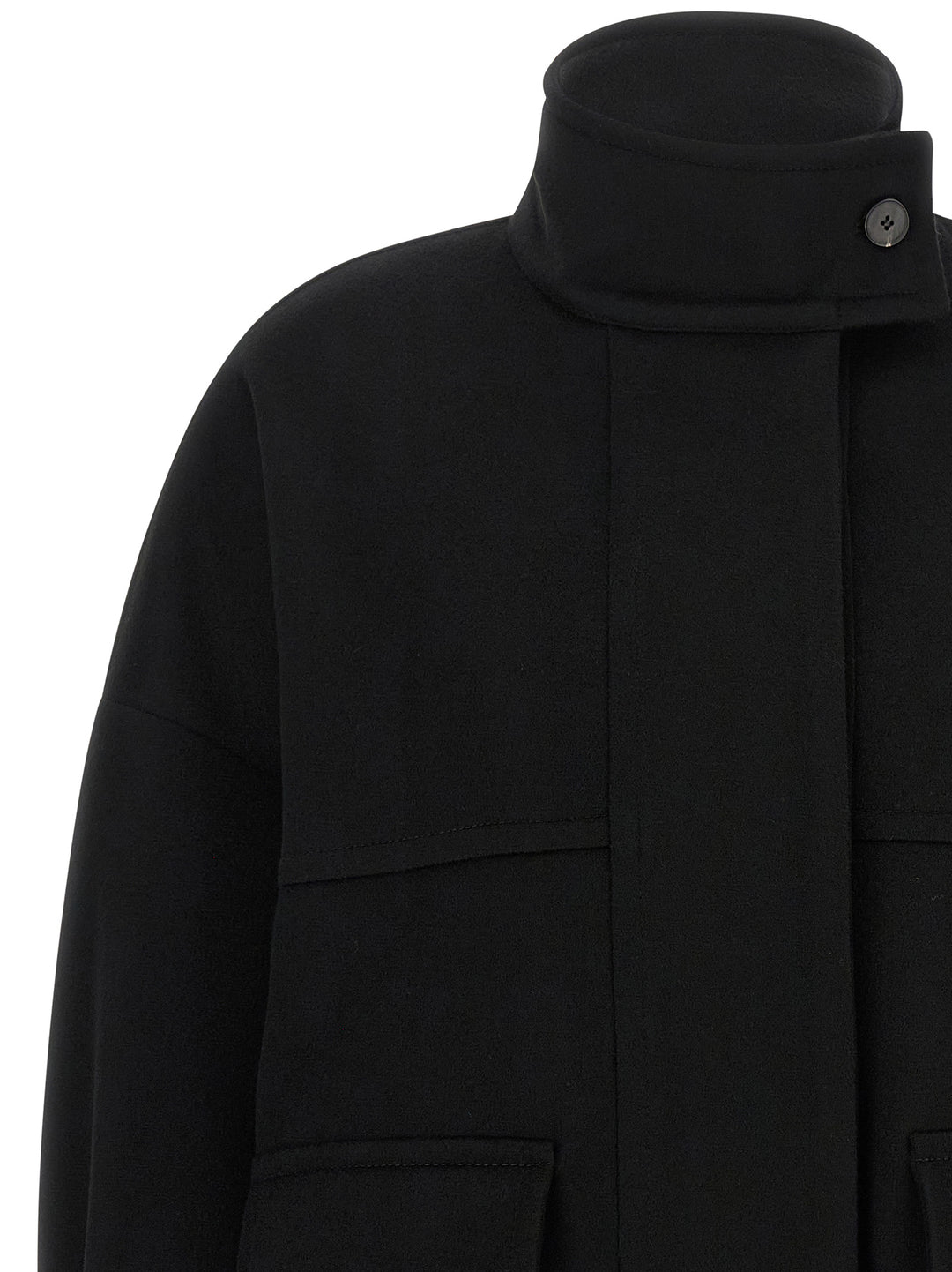 Alberto Biani Black Wool Bomber